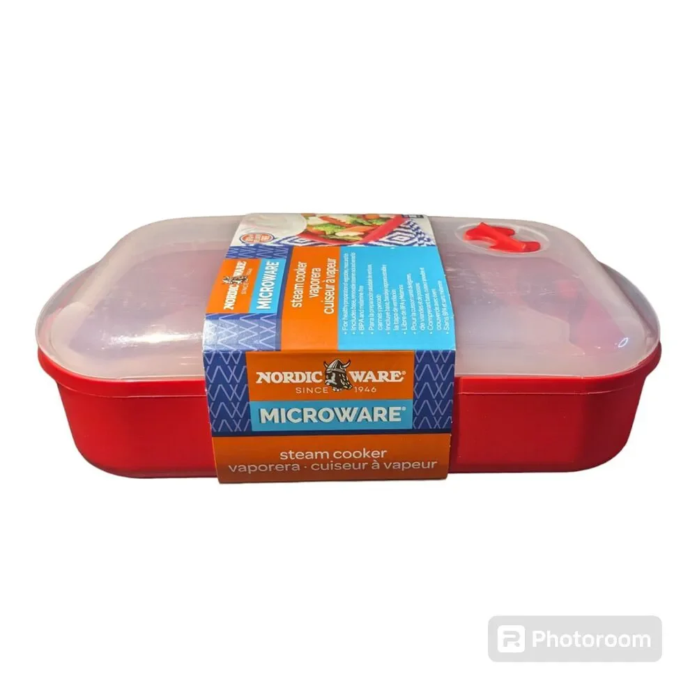 NORDIC WARE Microwave Steam Cooker Tray Vegetable Seafood 3 pieces Vented NEW